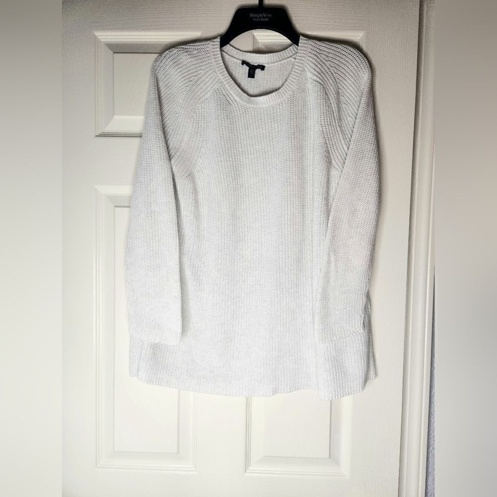 Eileen Fisher Womens  S/P White LngSlv OrganicCottonTencel Knit Women’s Sweater